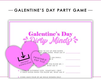 Galentine's Day Dirty Minds Game Digital Download Print Printable Party Games for adults Valentine's Day Fun Icebreaker Game Trivia Game PDF