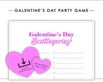 Galentine's Day Scattergories Game Digital Download Print Printable Party Games for adults Valentine's Day Fun Icebreaker Game Trivia PDF