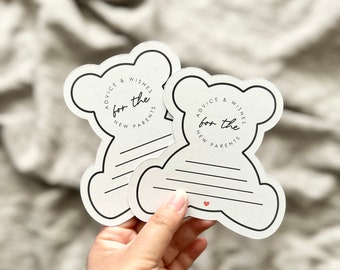 PRINTED Advice and Wishes Cards for the new parents baby shower new mom and dad parents to be gender reveal gender neutral cute teddy bear