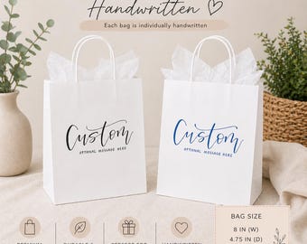 Personalized Gift Bags - Handwritten Calligraphy, Custom Party Favors