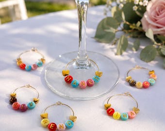 Personalized Name Wine Glass Charms Customizable Bridal Shower Favors Bachelorette Drink Marker Christmas Party