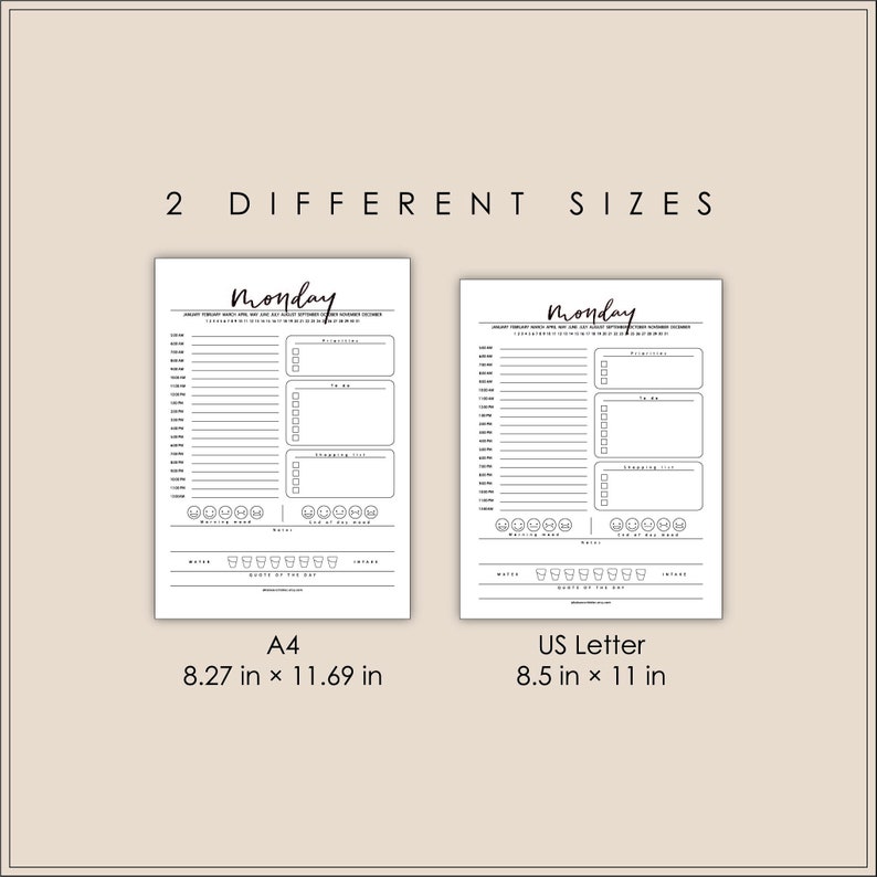 Daily Planner Printable 7 Day Weekly Planner Hourly Planner - Etsy