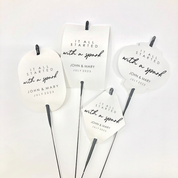 Wedding Sparkler Tags Wedding Favor Tag It all started with spark sparkler sendoff let sparks fly fireworks fourth of july j4 july 4th july4