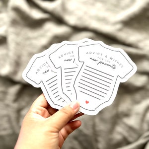 Gedruckte Ratschläge und Wünsche Karten für die neuen Eltern Babyparty neue Mama und Papa Eltern zu sein geschlechtsneutral niedlichen Baby Strampelanzug