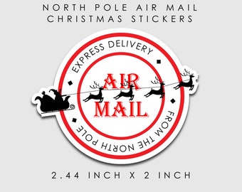 Pegatinas de Navidad Air Mail Express Entrega North Pole Pegatinas Reno Pole Pegatinas Santa Pegatinas Embalaje Pegatinas Sobre Sellos