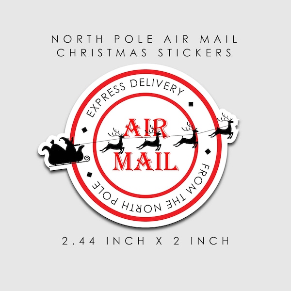 Christmas Stickers Air Mail Express Delivery North Pole Stickers Reindeer Stickers Santa Stickers Packaging Stickers Envelope Seals Postage