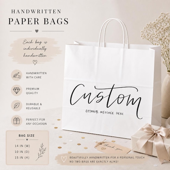 Custom Gift Bags Personalized Wedding gift Bridesmaid gift Groomsmen gift Bridal Shower bachelorette extra large gift bag Christmas gift bag