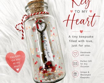 Key to my heart love jar message in a bottle mother's day gift