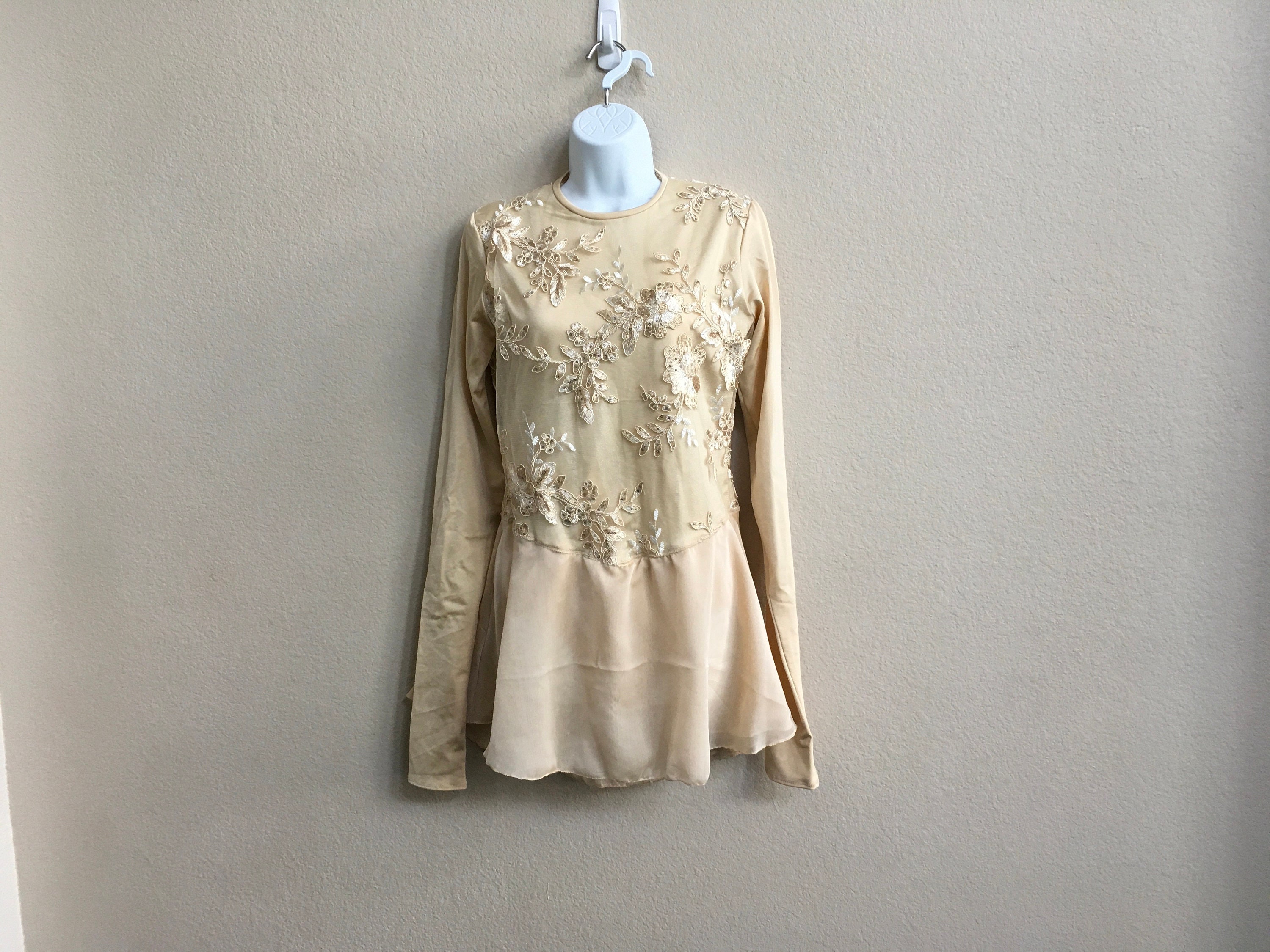 Champagne Lace Dress Flower Beige And Gold Figure Etsy