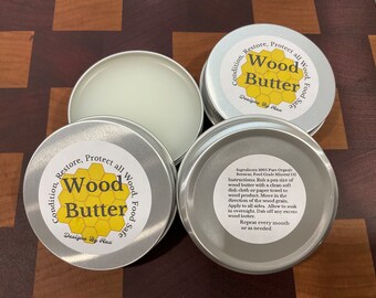 Wood butter (2 Pack), Cutting Board Butter, Board Butter,  Food Safe Wood Restore, Protect all wood, Natural Wood Finish,