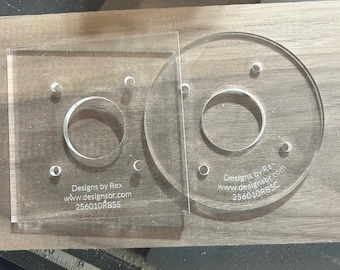 Acrylic Router Base Plates for Milwaukee M18 FUEL Palm Router – 3 Shapes, 3 Sizes, 3/8" thickness available