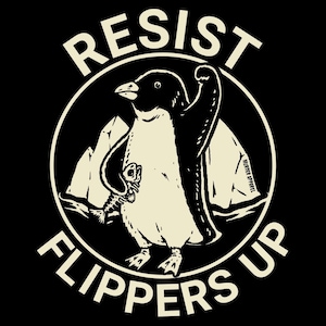 Flippers Up Resist Pinguin Aufkleber, 3 Zoll x 3 Zoll, 6 Stück