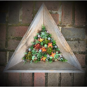Wooden Artificial Succulent Triangular Arrangement