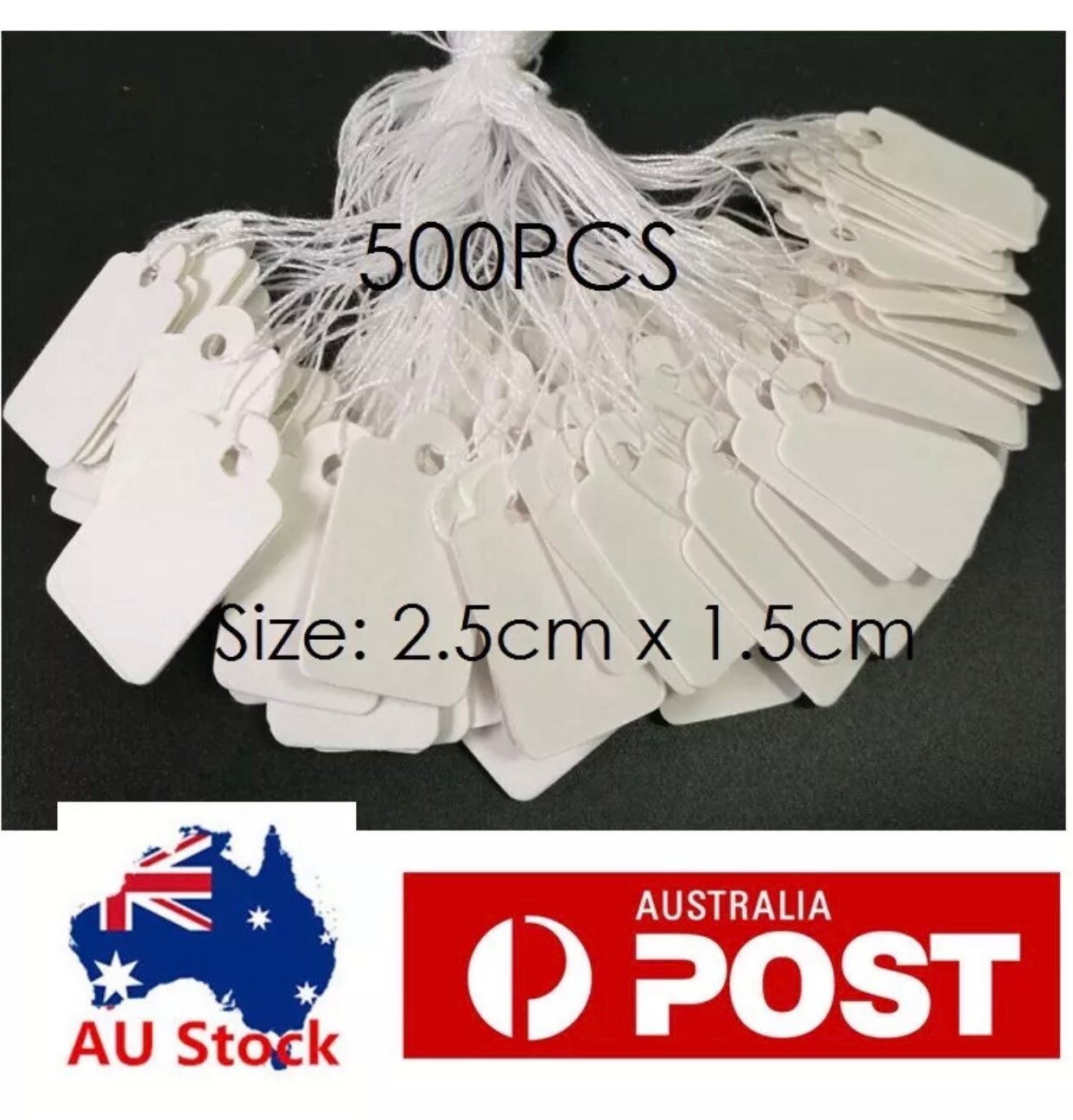 100 Gold Foiled Paper Price Tags With String for Attachment 9/16 X 1 15MM X  26MM PT005 