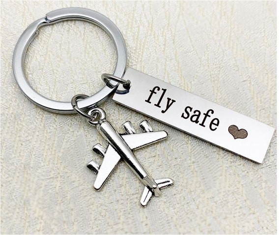 Alloy Aeroplane Plane Fly Safe Stainless Steel Tag Keyring Keys Organizer Keychain Key Holder Key Tag