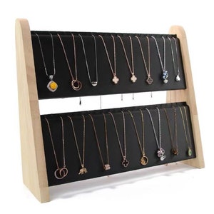 E - Jewelry Necklace / Bracelet Chain Wood Frame Shop Display Tower Rack Holder Desk Organiser