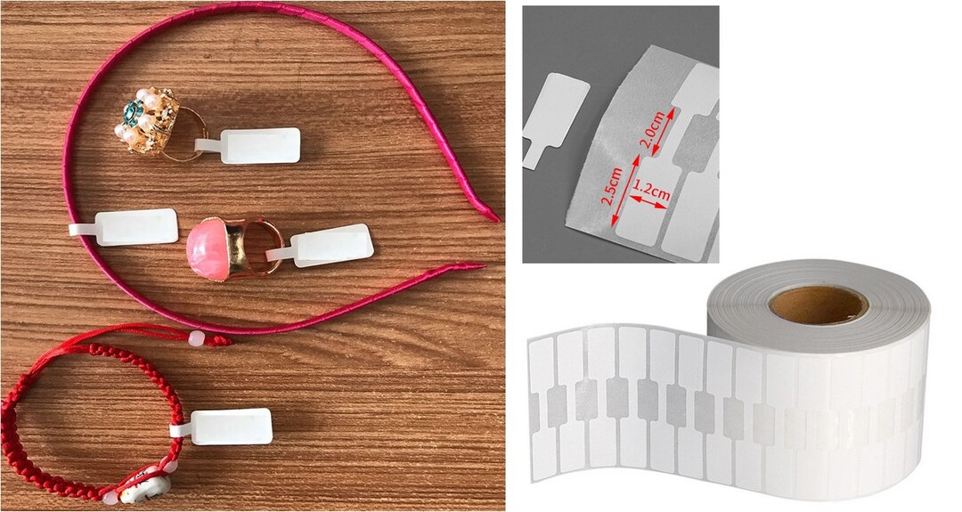 2500 / Roll White Self Adhesive Jewelry Ring Pendant Price Label Tag