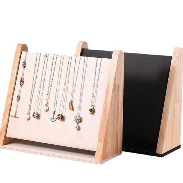 E - Jewelry Necklace / Bracelet Chain Wood Frame Shop Display Tower Rack Holder Desk Organiser
