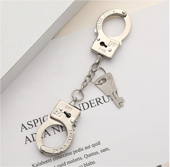 E Small Handcuffs Handcuff Hand Cuff Stainless Steel Metal Keyring