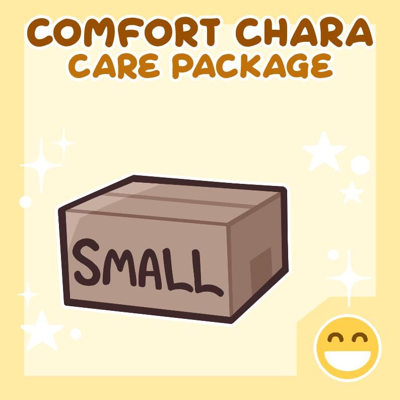 May include: A cartoon illustration of a small brown cardboard box with the word "SMALL" written on it. The box is surrounded by white stars and sparkles on a light yellow background. A yellow smiley face is in the bottom right corner.