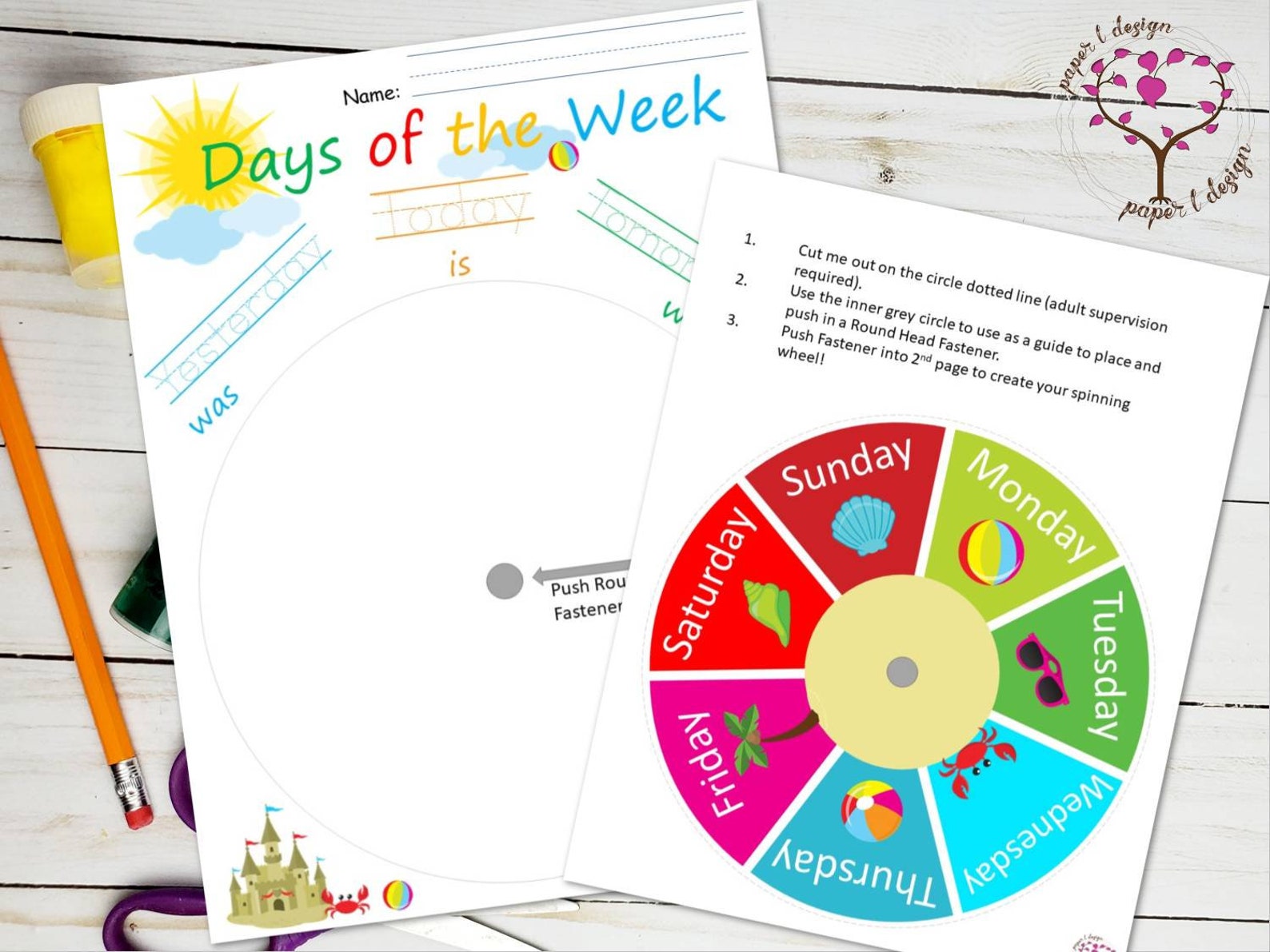 days-of-the-week-interactive-wheel-printable-activity-etsy