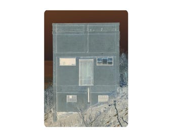 Placa de metal com foto de casa invertida | Decoração de parede minimalista com design arquitetônico