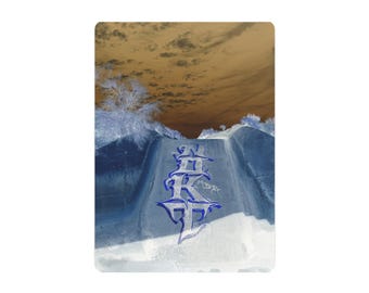 Placa de metal com paisagem de ondas abstratas | Decoração de parede inspirada no surfe