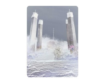 Placa de metal com cena de tempestade e farol | Decoração de parede com paisagem costeira