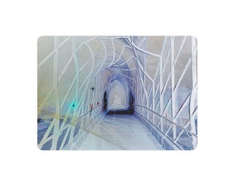 Placa de metal com arte geométrica de ponte e túnel | Decoração de parede com design arquitetônico moderno