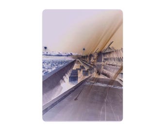 Placa de metal com foto abstrata de calçadão de praia | Decoração de parede vintage com tema litorâneo