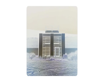 Placa de metal com foto arquitetônica invertida | Decoração de parede moderna para edifícios