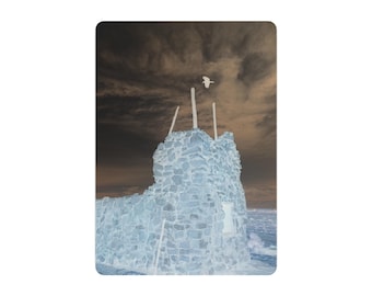 Placa de metal com silhueta de torre de pedra | Decoração de parede rústica