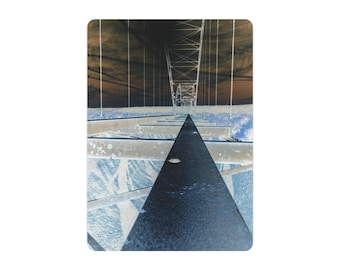 Placa de metal com perspectiva abstrata de ponte | Decoração de parede industrial