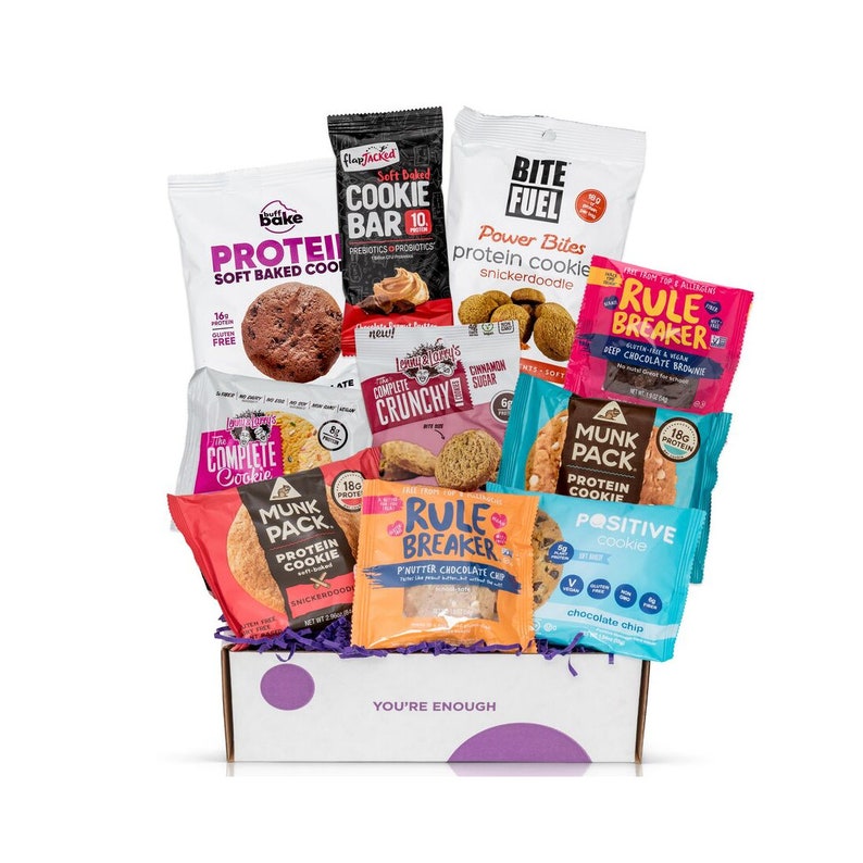 example of college care package for guys - assorted packaged cookies