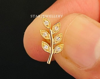 14K bladgouden oorbel: op de natuur geïnspireerde fijne sieraden