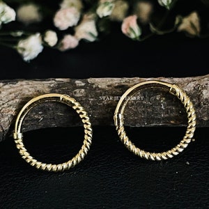 Piercing Daith Clicker in oro massiccio 14K, anello al naso in oro massiccio, gioielli per setto nasale in oro massiccio intrecciati, piercing Daith Clicker, gioielli per piercing all'elica