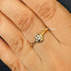 Solid Gold Diamond Pet Paw Ring: Animal Memorial Jewelry