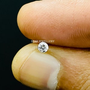 Onzichtbare set met diamanten steker, 14 kt massief gouden onzichtbare set natuurlijke diamant plaksteen neuspiercing met uitwendige schroefdraad