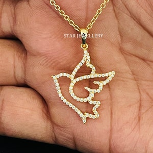 Solid Gold Diamond Bird Pendant: Genuine Swallow Necklace