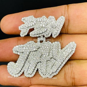 Colgante de moissanita VVS con letra JAY y enganche personalizado, colgante de moissanita VVS con letra JAY personalizada, colgante de moissanita color VVS D para él