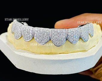 Icedout VVS Moissanite Grillz: 925 Sterling Silver, 10K Gold Plated