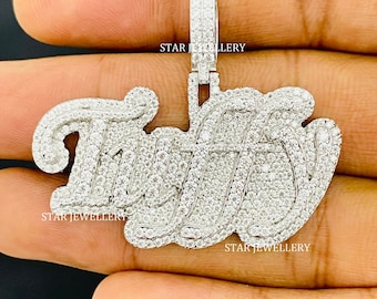 Aangepaste naam VVS Moissaniet-hanger: hiphop 925 zilver