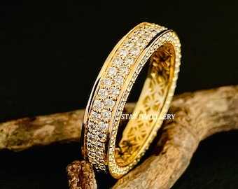 14K Gold Pave Diamond Eternity Wedding Ring