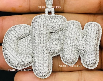 VVS Moissanite Bubble Letter Pendant: Custom 925 Silver Hip Hop