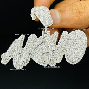 Custom Letter Moissanite Pendant: VVS Silver Hip Hop Name Necklace