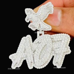 Colgante de letra personalizada de moissanita VVS con enganche de águila, colgante de moissanita VVS con nombre de letra personalizado, colgante de moissanita VVS con enganche de águila
