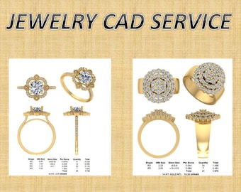 May include: Two gold rings with diamond settings. The first ring has a square diamond with a halo of smaller diamonds. The second ring has a round diamond with a halo of smaller diamonds. The rings are shown in different views, including a top view, a side view, and a view of the ring band. The image also includes a table with details about the rings, such as the shape, size, and weight of the diamonds.