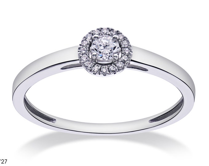Diamond Solitaire Halo Ring Solitaire Diamond Prong Set Ring Promise Ring Engagement Ring Stacking Ring Solitaire Ring