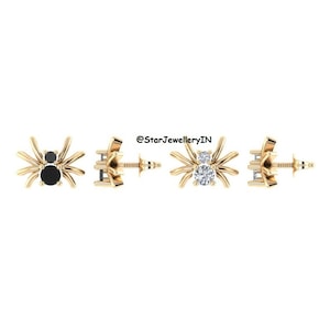 18K Gold Spider Diamond Cartilage Earring: Helix Piercing