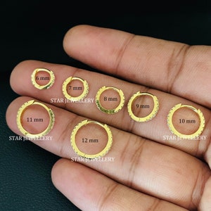 Lab Grown Diamond Clicker Hoop Ring for Nose, 6 - 12 MM Diamond Hoop Cartilage, Conch, Helix, Rook, Lobe, Orbital, Lip, Brow, Snug Piercing